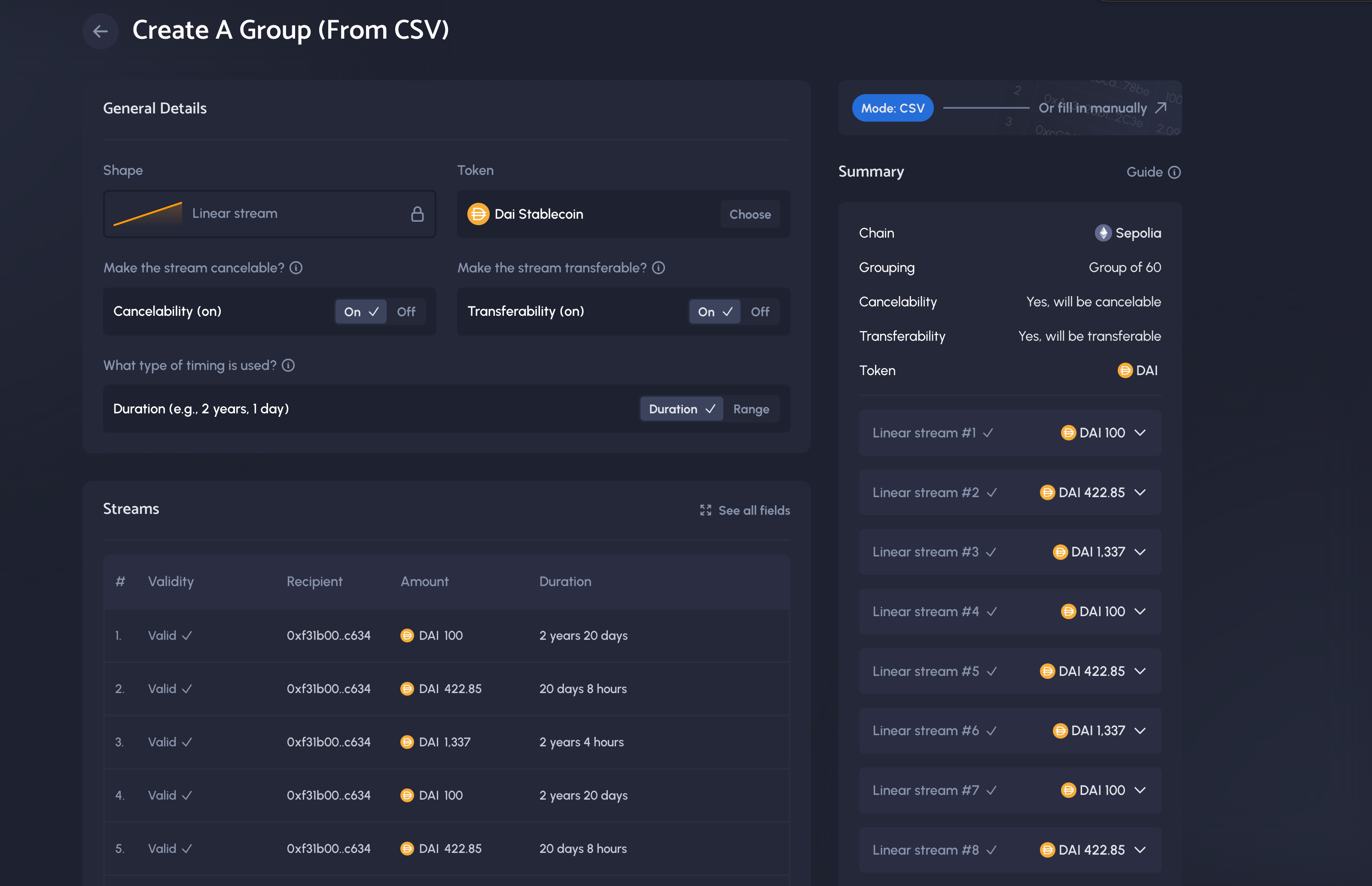 Create with CSV